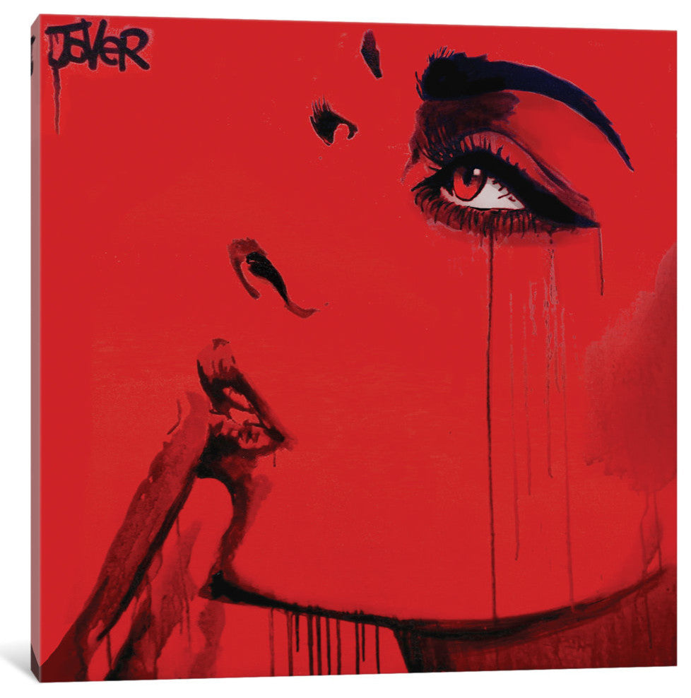 "Never Know (red) Gallery" by Loui Jover, 12x12x1.5"
