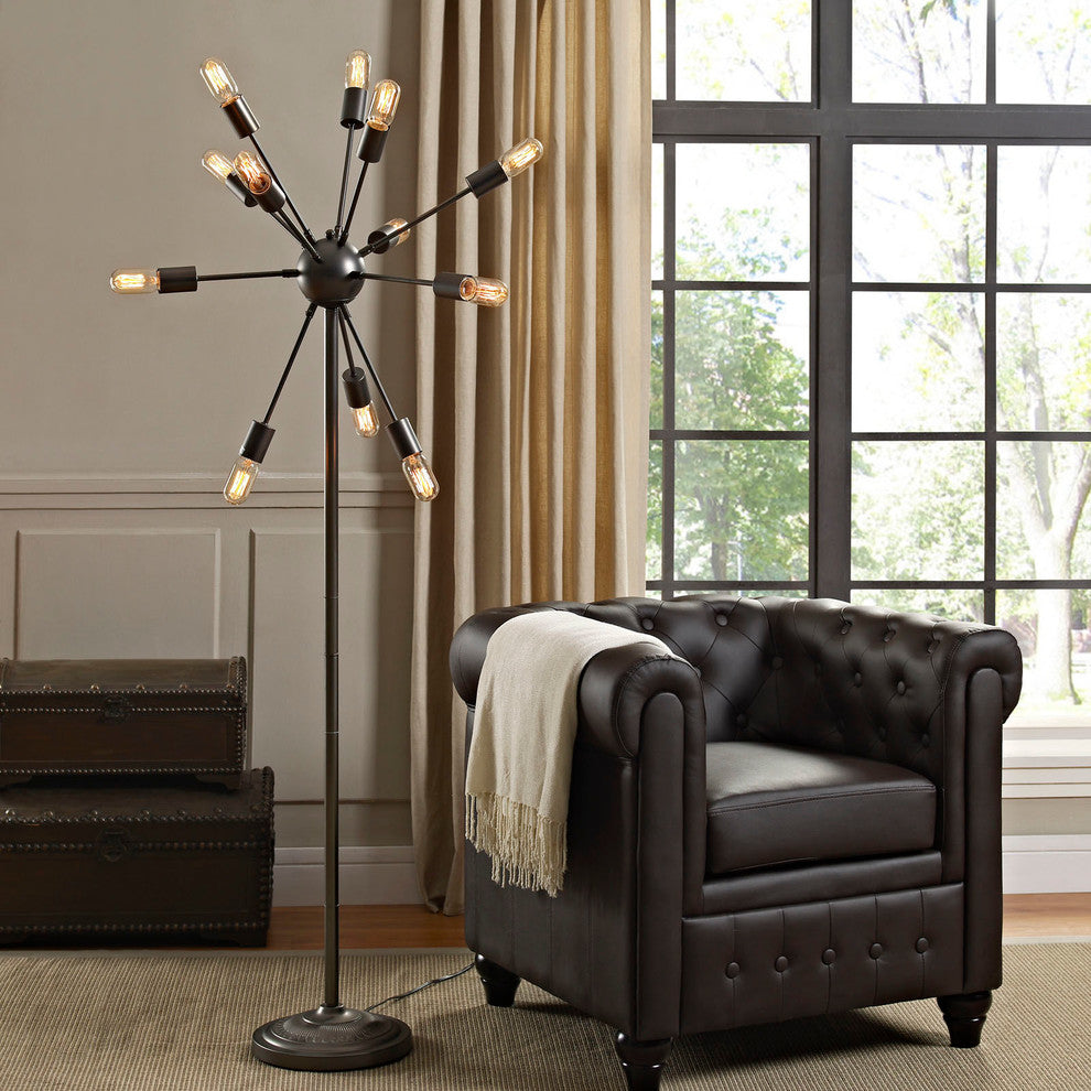 Modern Urban Contemporary Floor Lamp, Black Steel
