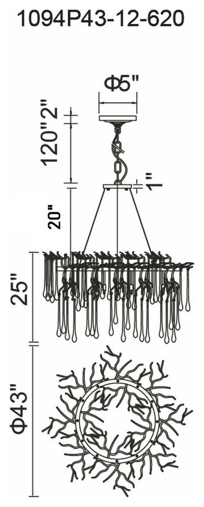 Anita 12 Light Chandelier With Black Finish