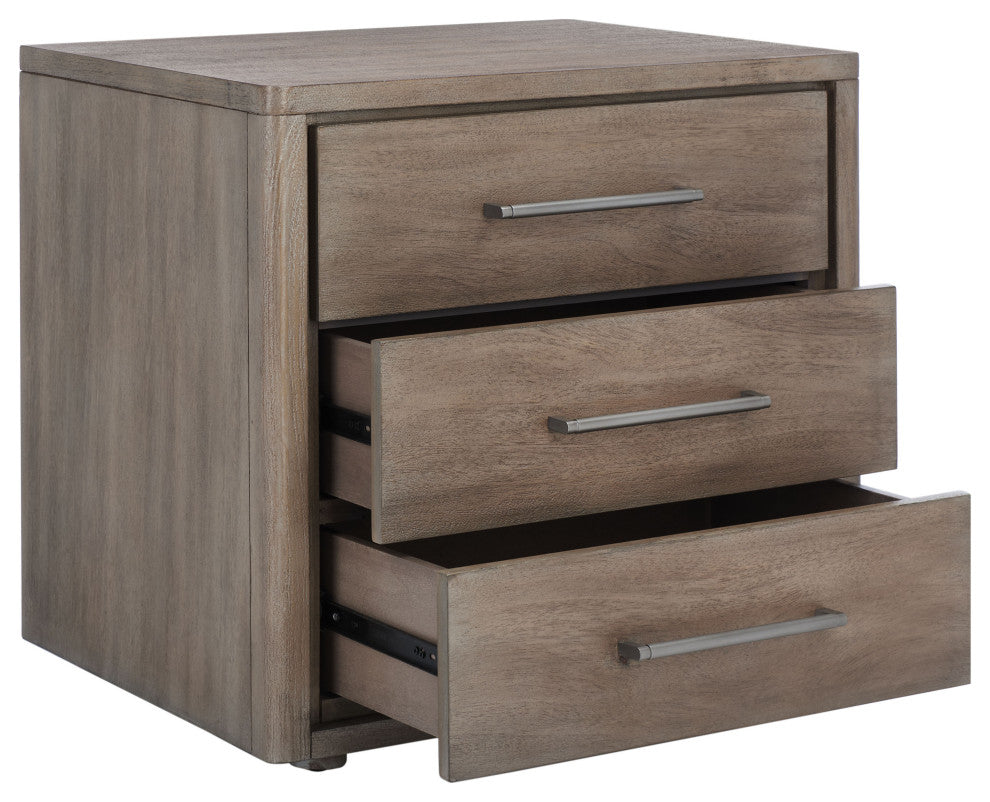 Safavieh Couture Rosey 3 Drawer Wood Nightstand, Light Brown
