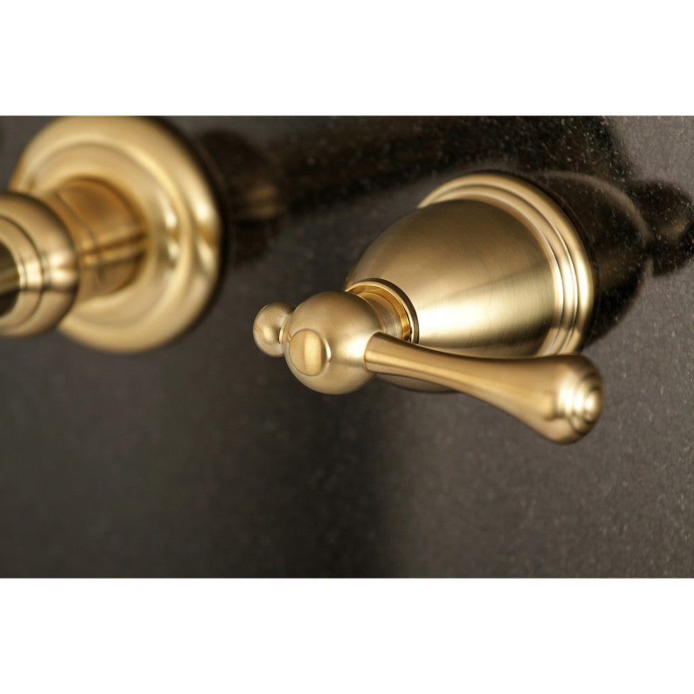 Kingston Brass KS7127BL 8" Center Wall Mount Bathroom Faucet, Brushed Brass