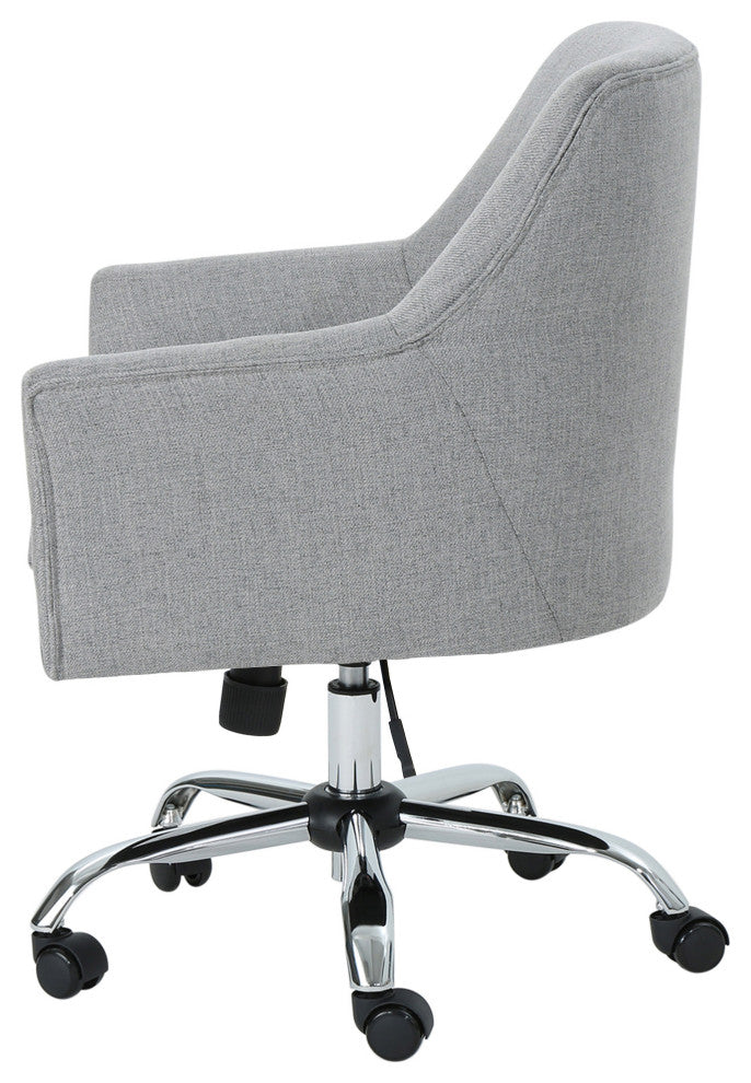 GDF Studio Morgan Mid Century Modern Fabric Home Office Chair With Chrome Base, Gray