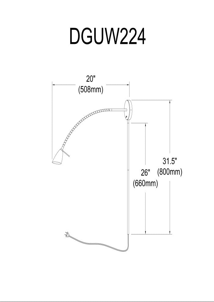 Jett Gooseneck Wall Lamp, Satin Chrome