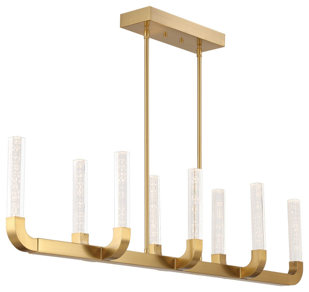 Del Mar 8-Light LED Linear Chandelier, Warm Brass by Breegan Jane