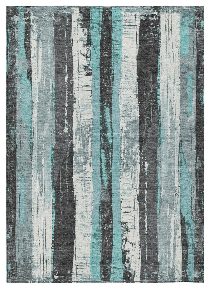 Machine Washable Indoor/Outdoor Chantille ACN1872 Teal 10' x 14' Rug