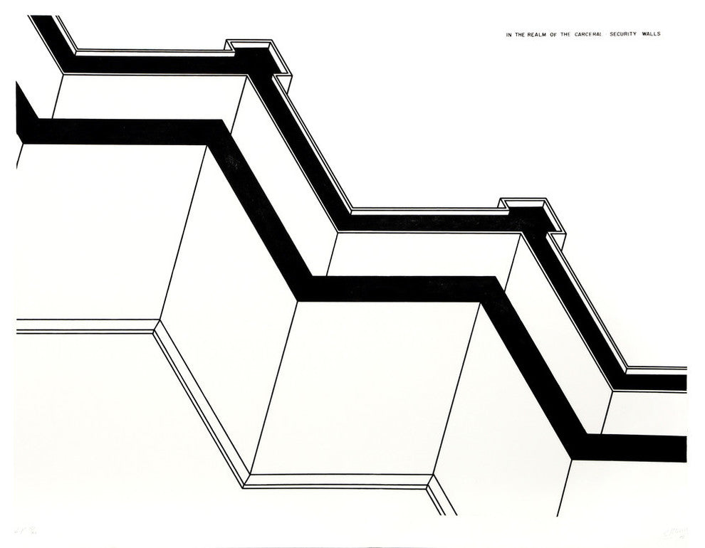 Robert Morris "Security Walls from In the Realm of the Carceral" Etching