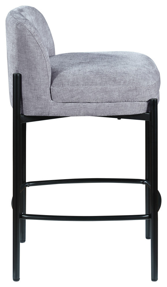 Burton Chenille Fabric Upholstered Stool (Set of 2), Grey