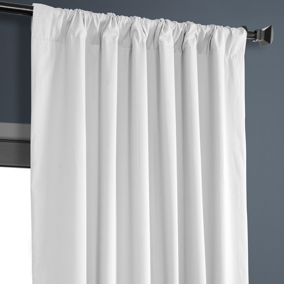Solid Cotton Blackout Curtain Single Panel, White, 50"x96"