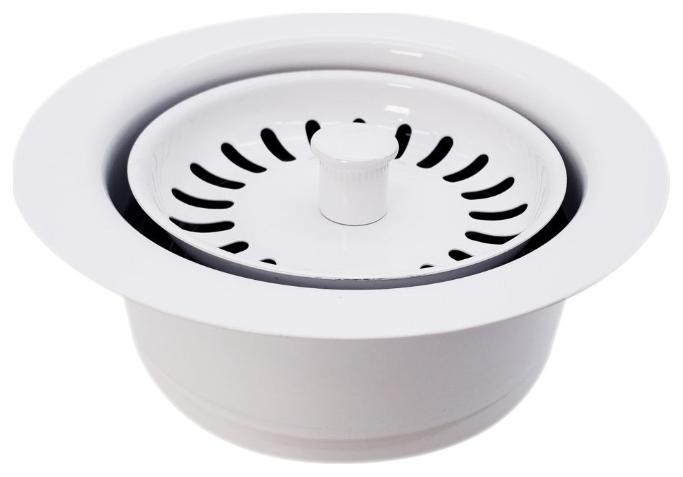 Insinkerator Style Disposal Flange And Strainer In Polished Brass, Powder Coated White