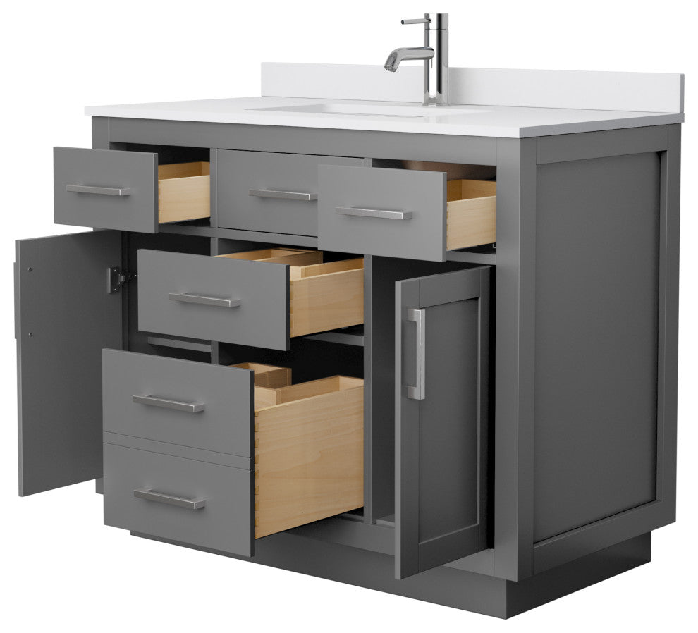 Beckett TK 42" Dark Gray Single Vanity,  Cultured Top, Nickel Trim