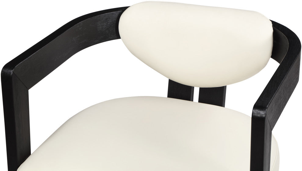 Carlyle Faux Leather Upholstered Dining Chair, Cream, Black Finish