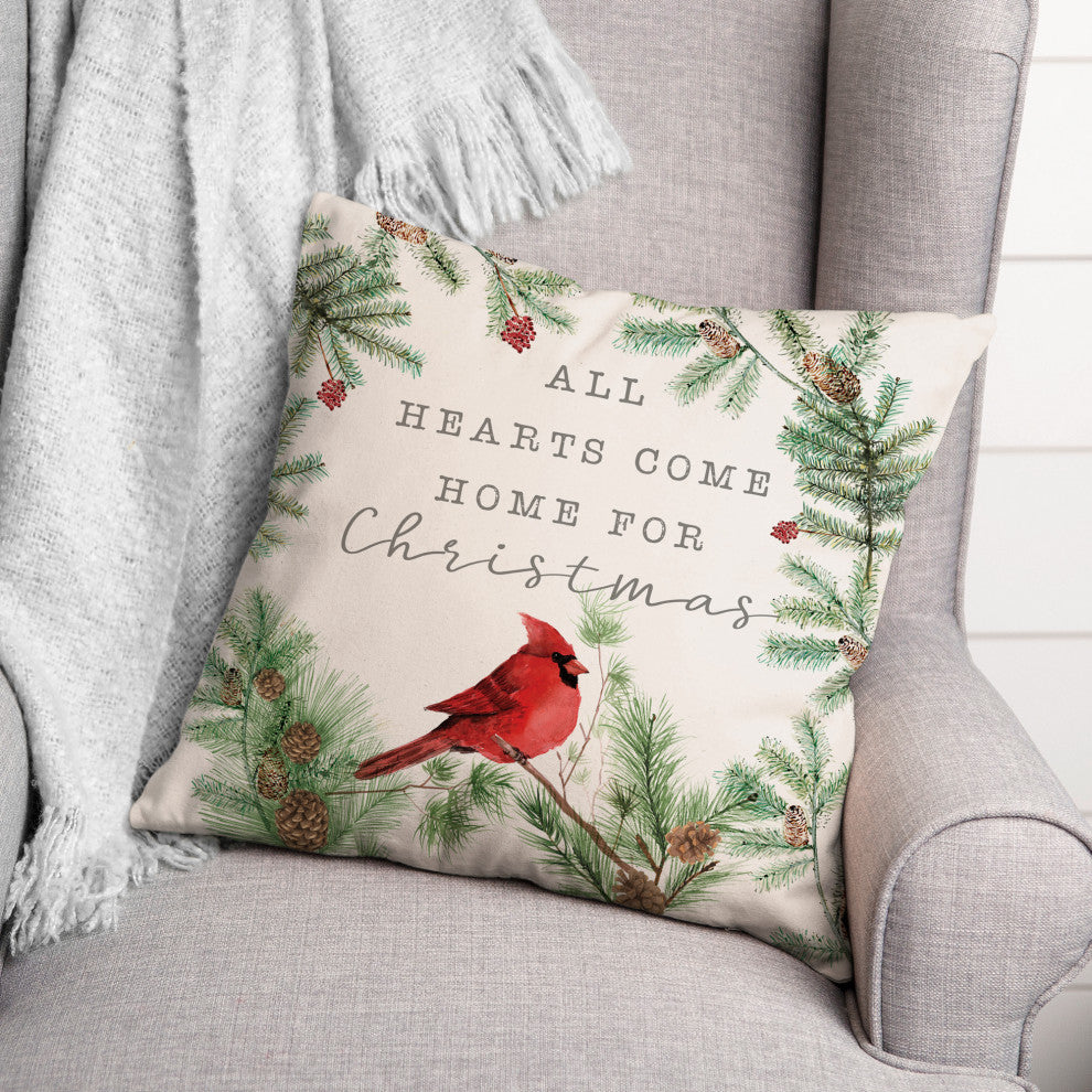 Hearts Come Home For Christmas 5 18x18 Spun Poly Pillow