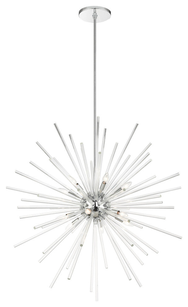 Polished Chrome Sparkling, Mid Century Modern, Foyer Pendant Chandelier