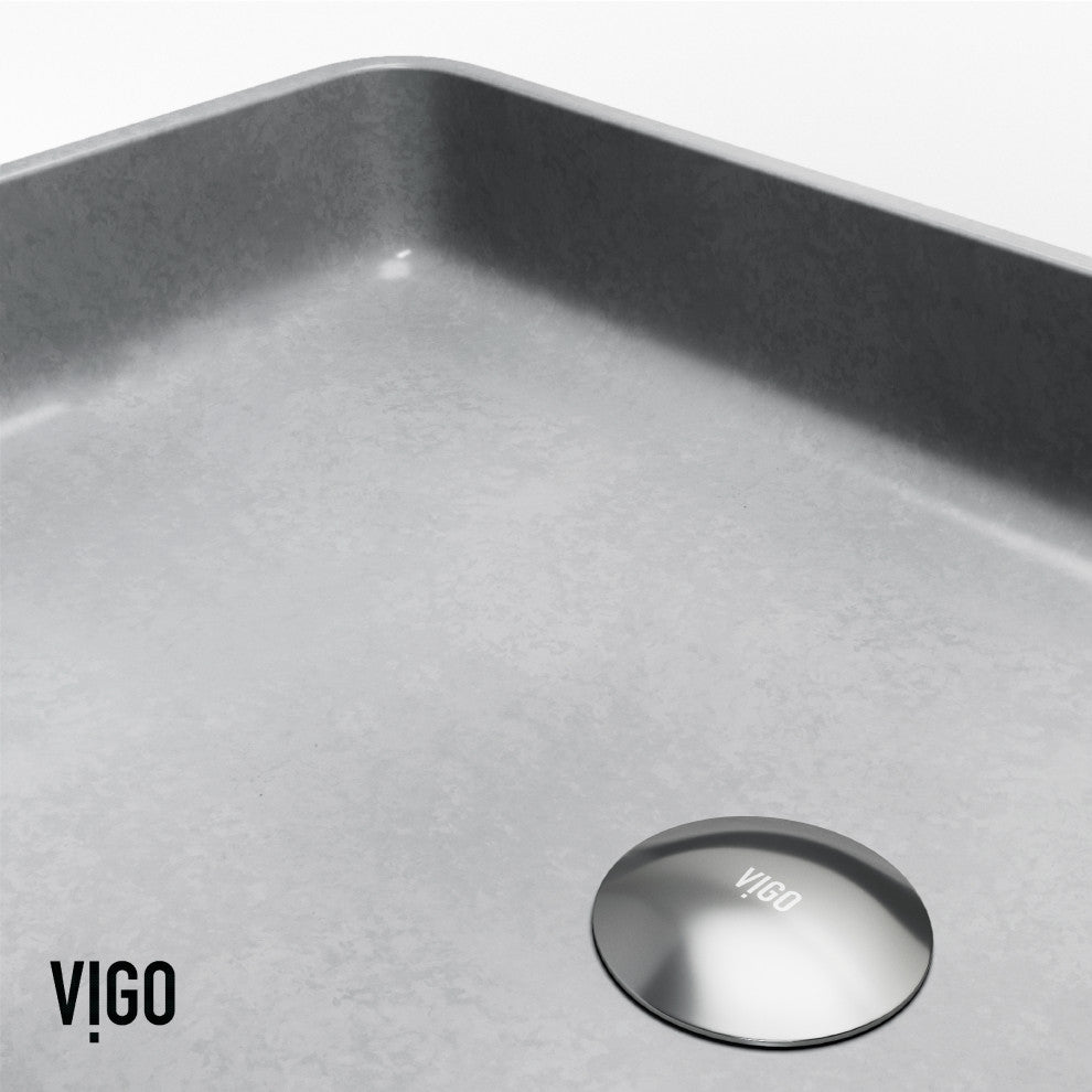 VIGO Basilica 23"L x 14"W x 4"H Concreto Stone Rectangular Bathroom Vessel Sink