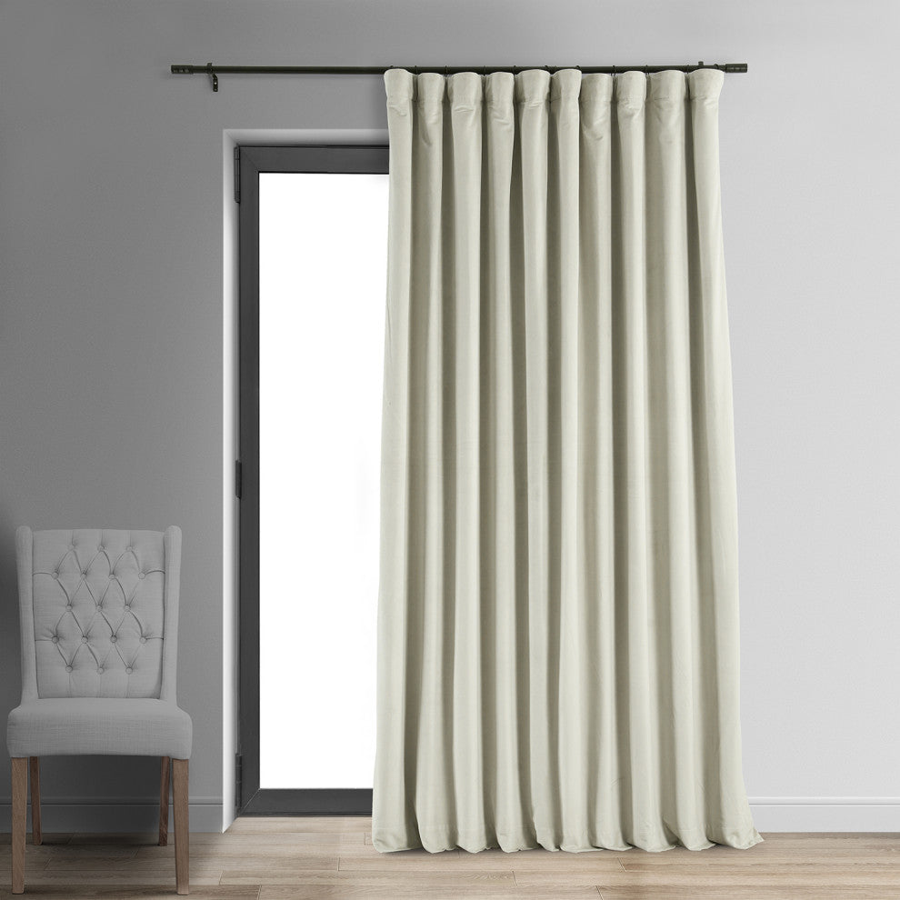 Signature Warm Off White Doublewide Blackout Velvet Curtain Panel, 100x108
