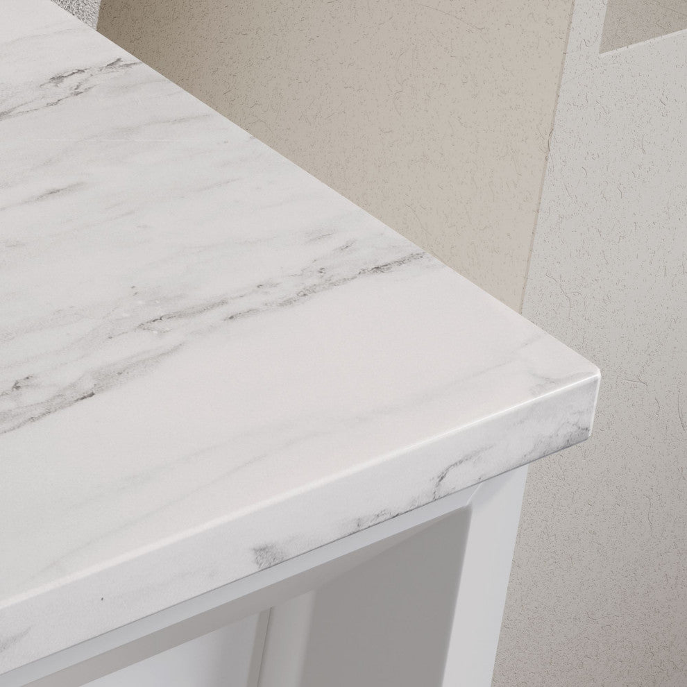 The Ezra Bathroom Vanity, Pure White, 72", Double Sink, Freestanding