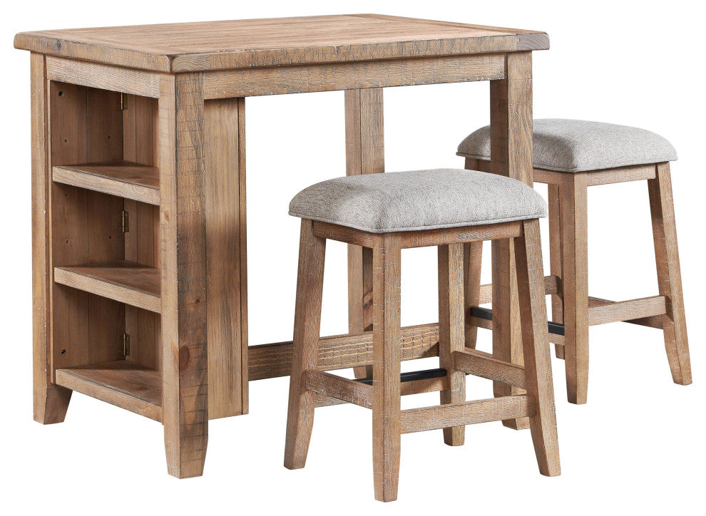 Highland Table With 3 Open Shelves, Sandwash