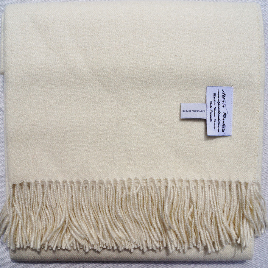 Baby Alpaca Throw Blankets, White