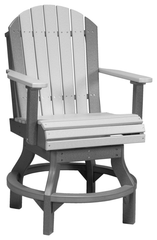 Set of 4 Poly Adirondack Swivel Chairs, Dove Gray & Slate, Counter Height