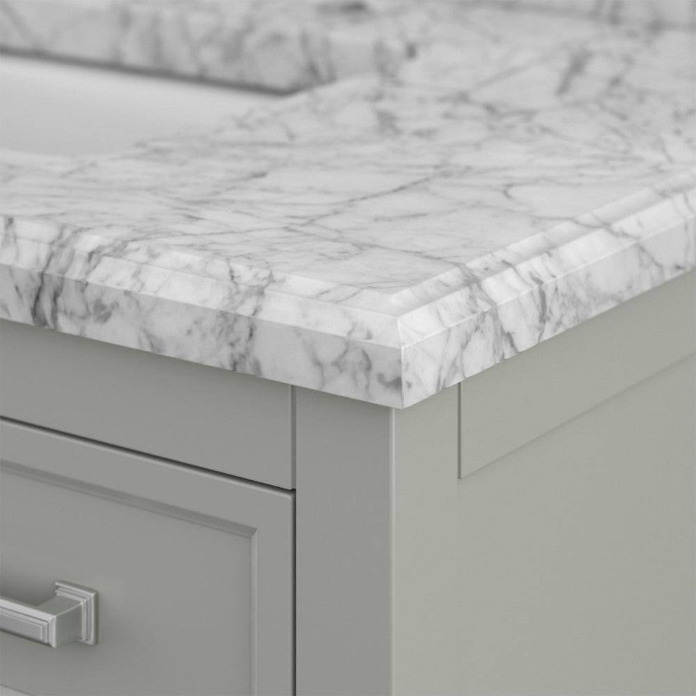 Affinity Bathroom Vanity With Carrara Marble Countertop, Grey, 37 in