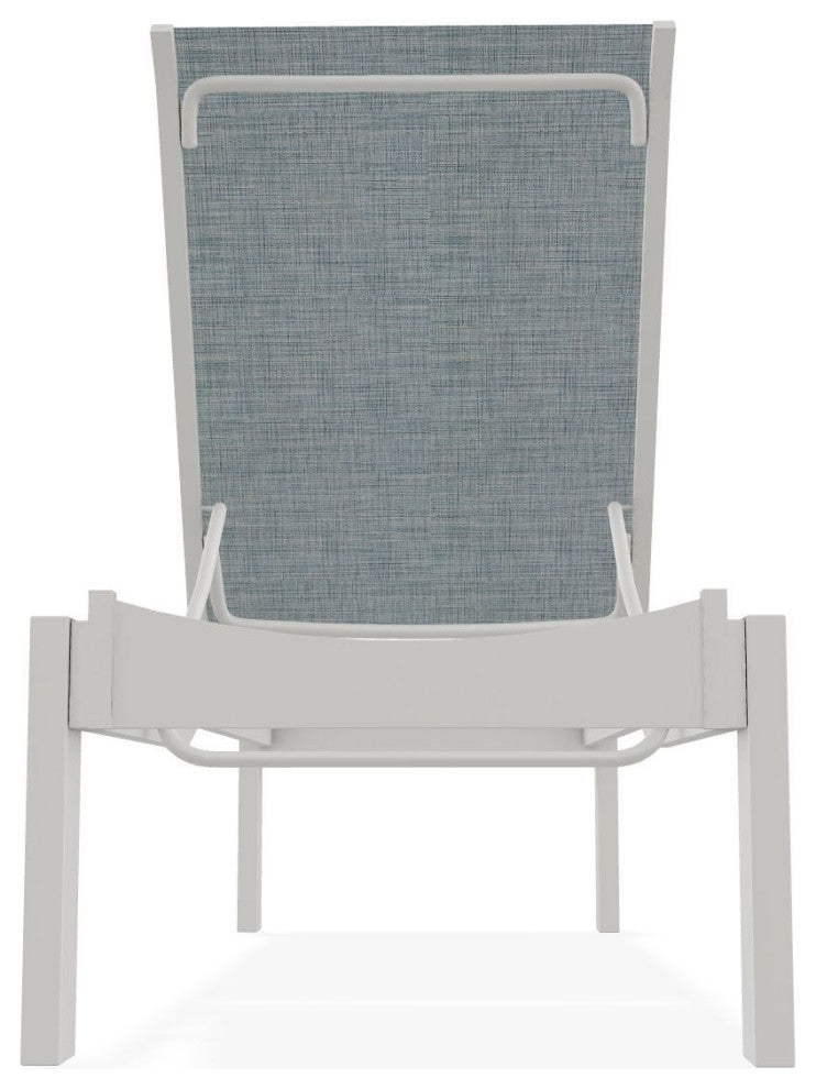 Leeward Sling Stackable Outdoor Chaise Lounge, Charm/Snow