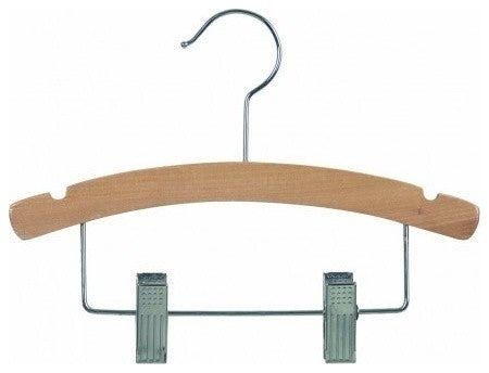 Wooden Kids Combo Hanger, Natural/Chrome Finish, Box of 100