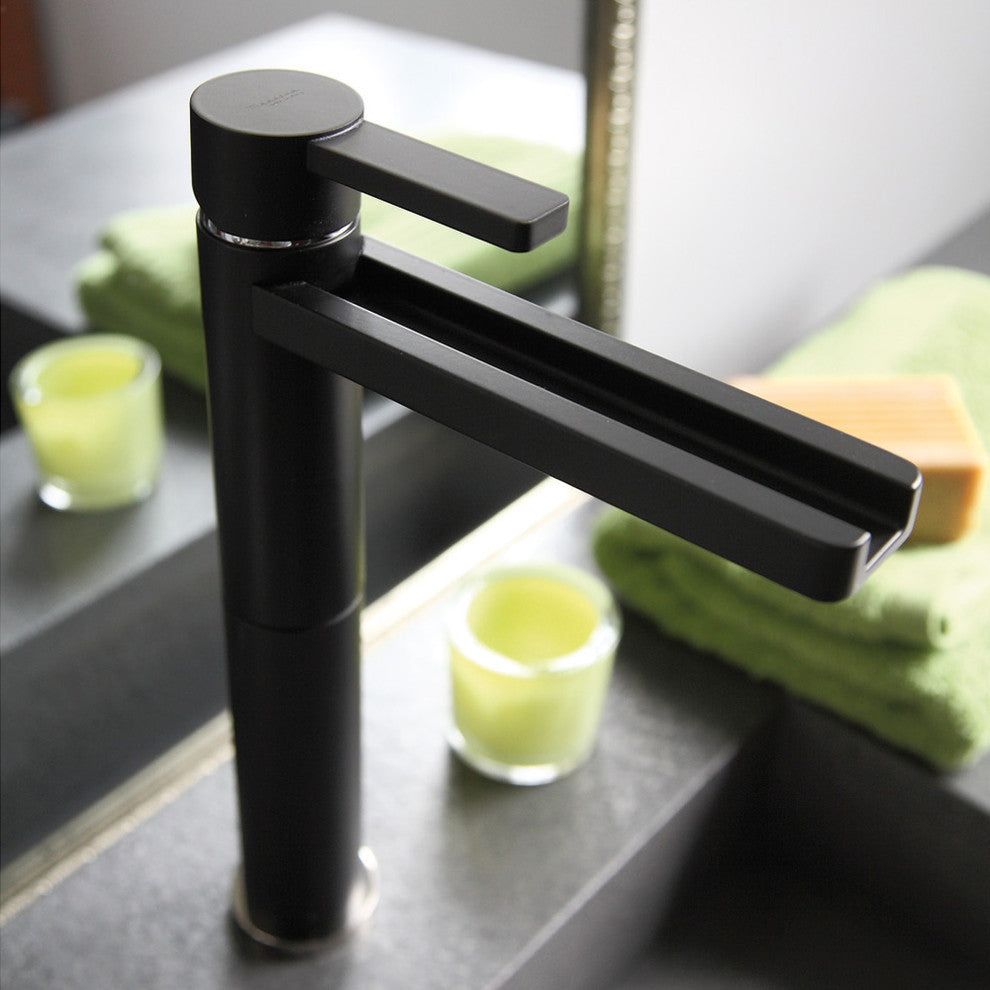 Luxury Waterfall Bathroom Faucet, Matte Black