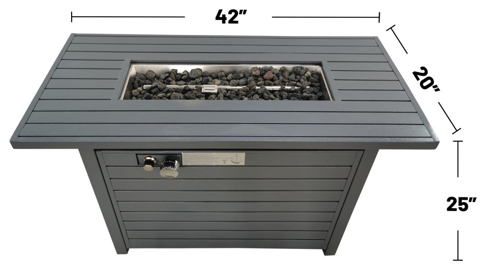 Steel Propane Outdoor Fire Pit Table With Lid, Gray