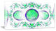 Green Exotic Pattern on White, Abstract Art on Canvas, 40x20