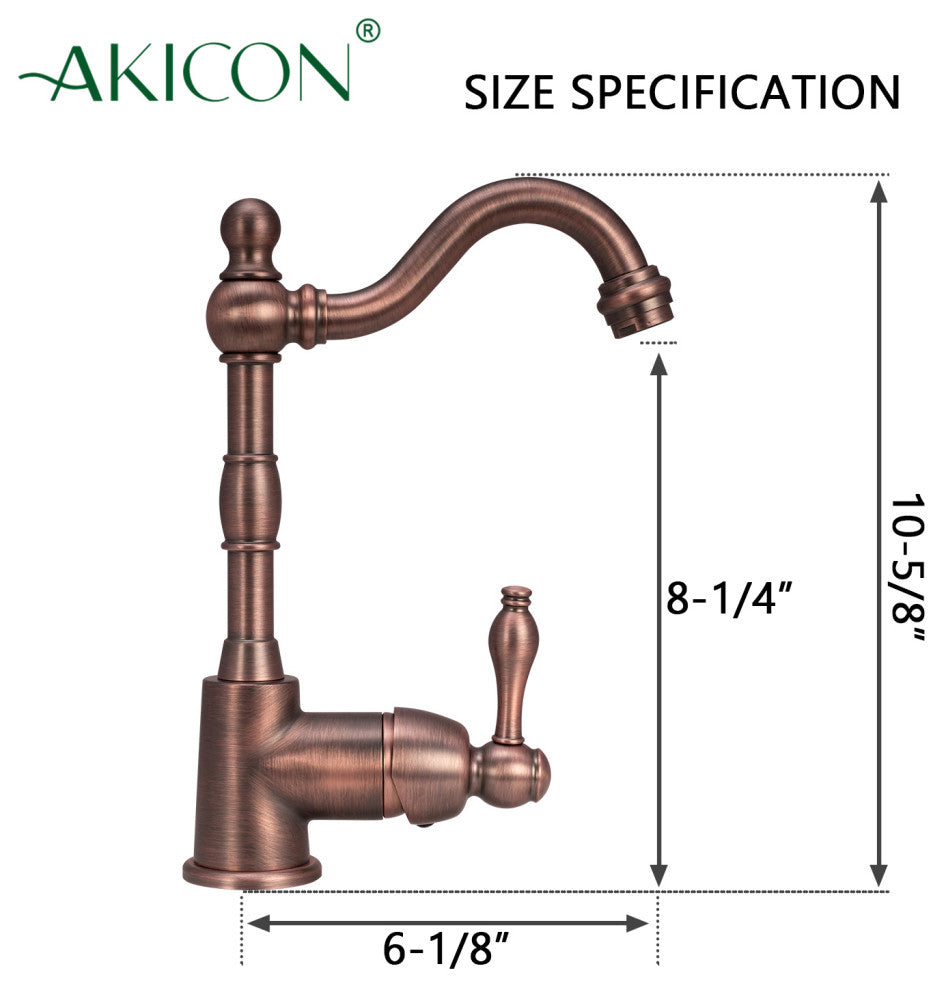 One-Handle Copper Widespread Kitchen Bar Faucet, American Bronze