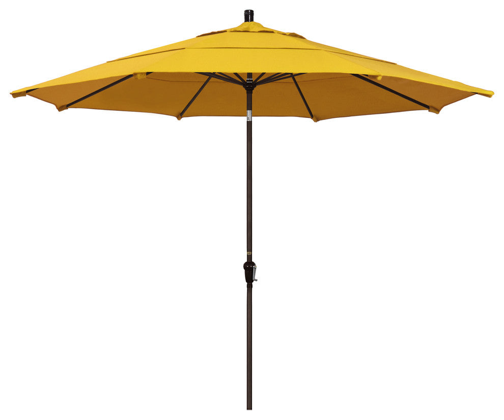 11' Bronze Auto-Tilt Crank Aluminum Umbrella, Lemon Olefin