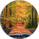 Open Book In Autumn, Landscape Contemporary Round Wall Art, 11"