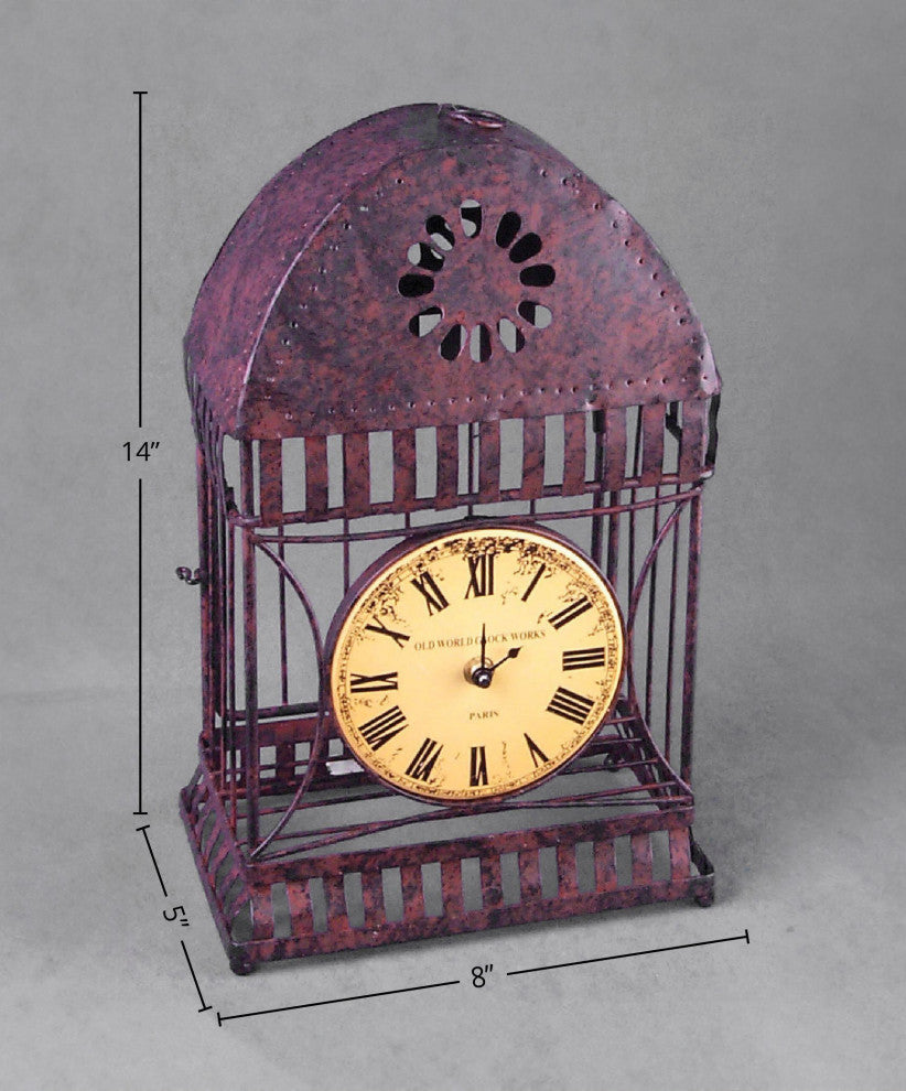 Analog Metal Quartz Tabletop Clock, Rust