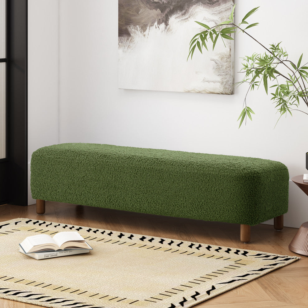 GDF Studio Rectangle Upholstered Fabric Ottoman, Wood Frame