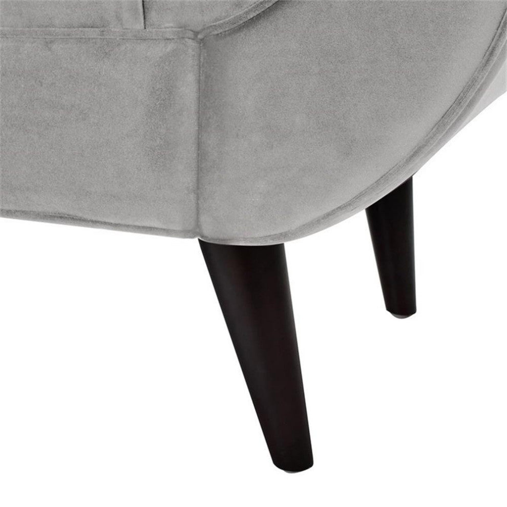 Alma 65" Tufted Entryway Bench With Bolster Pillows, Opal Gray Velvet