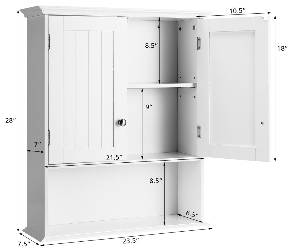 Costway Wall Mount Bathroom Cabinet Storage Organizer Medicine Cabinet White