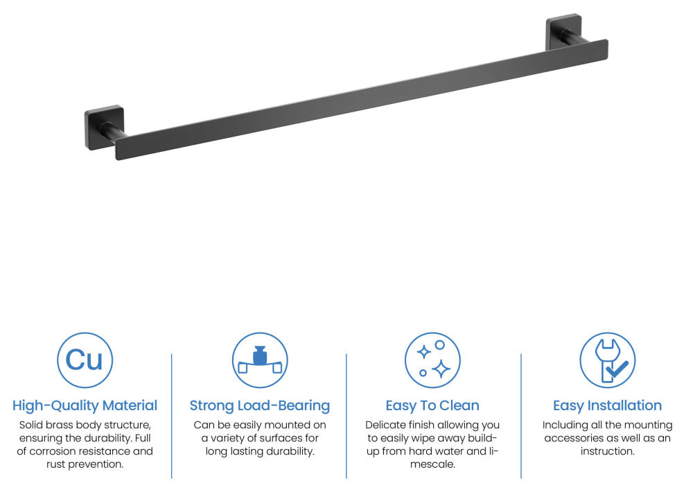 Blaze 24 inch Bathroom Towel Bar, Matte Black