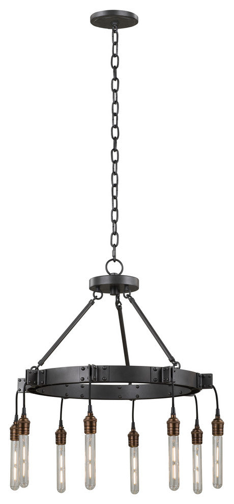 Stuyvesant 24x21" 8-Light Industrial Chandelier by Kalco