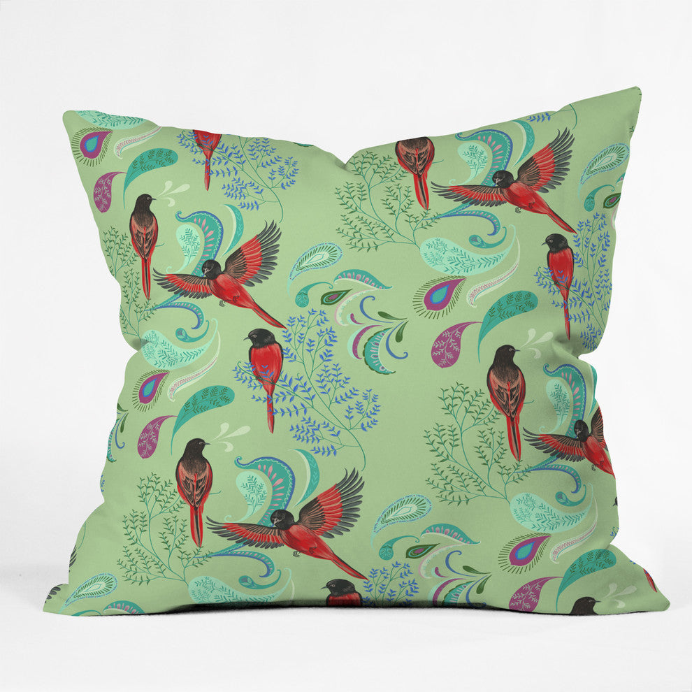 Deny Designs Pimlada Phuapradit Scarlet Minivet Outdoor Throw Pillow
