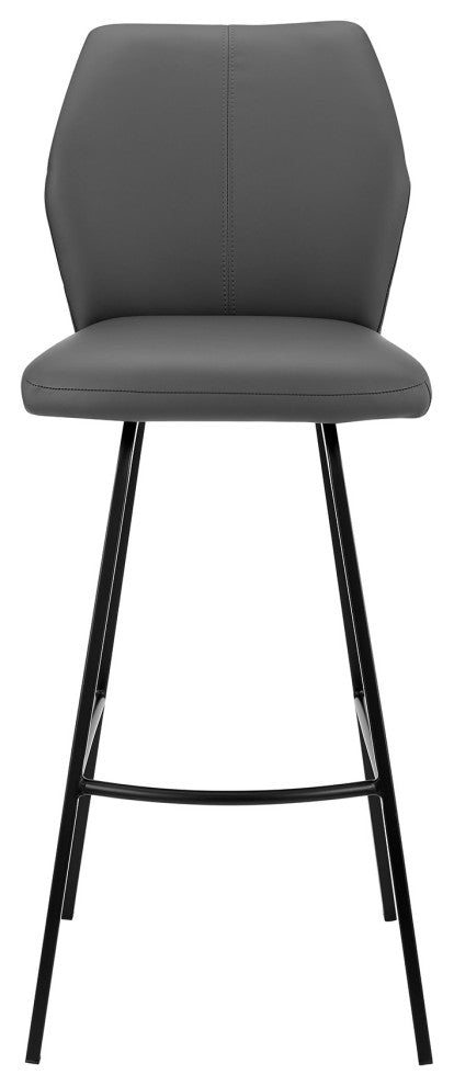 Tandy Gray Faux Leather and Black Metal 30" Bar Stool
