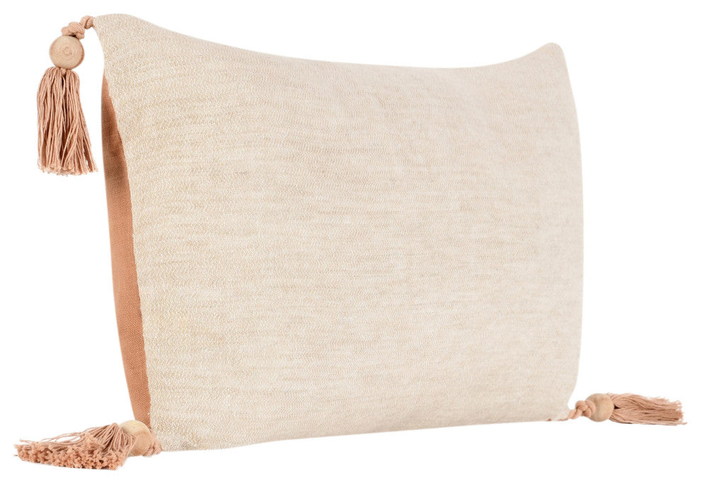 Cherry 14"x26" Belgian Linen Blend Throw Pillow by Kosas Home, Natural