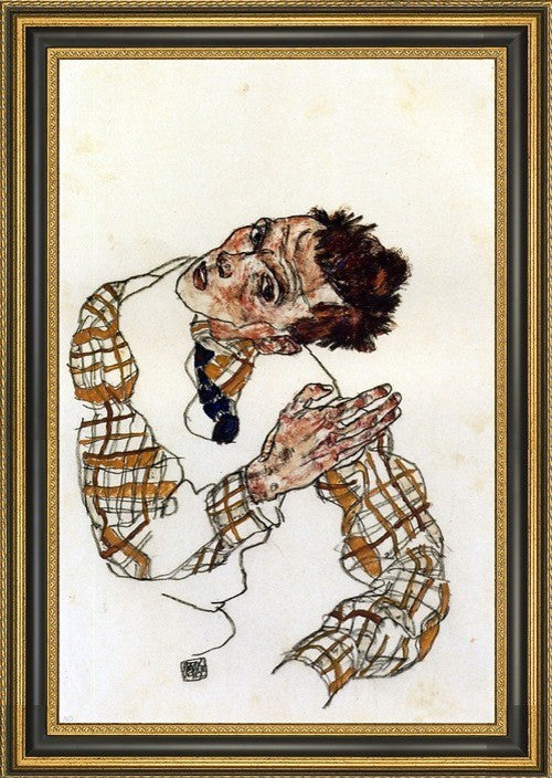 Egon Schiele Self-Portrait Checkered Shirt
