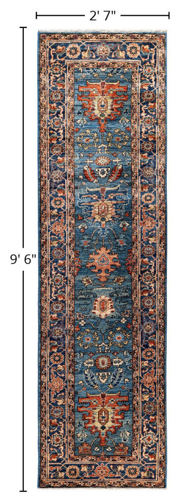 Serapi One-of-a-Kind Hand-Knotted Area Rug Light Blue, 2'7" x 9'6"