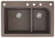 Radius 33" silQ Granite Double Bowl Kitchen Sink with 5 Holes in Espresso