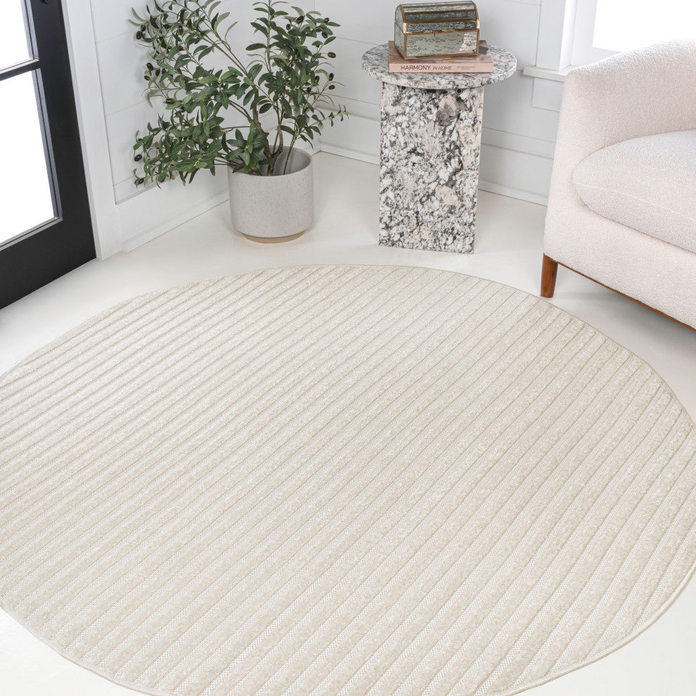Aarhus High-Low Minimalist Scandi Striped Indoor/Outdoor Area Rug