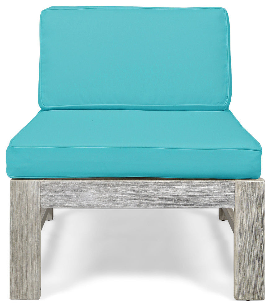 Isabella Ana Outdoor 3-Seater Acacia Wood Sofa With Cushions, Teal