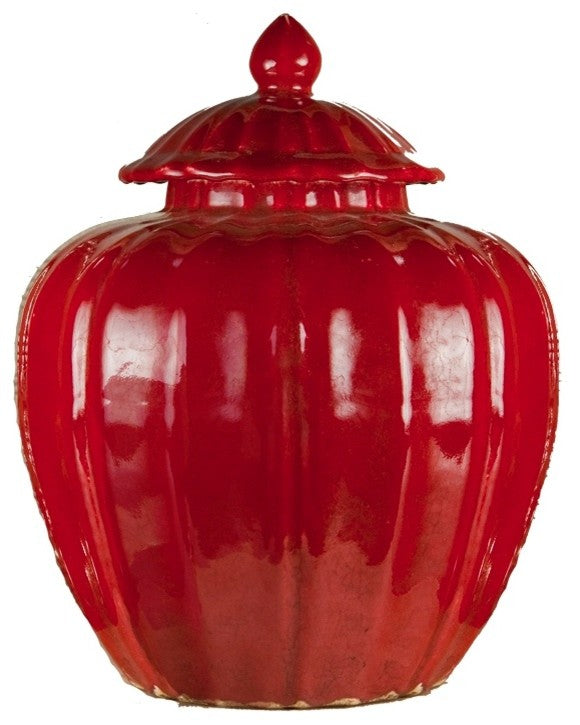 Oxblood Porcelain Covered Jar