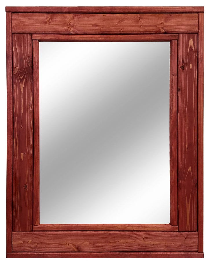 Herringbone Stained Vanity Mirror, Sedona Red, 42"x30", Horizontal