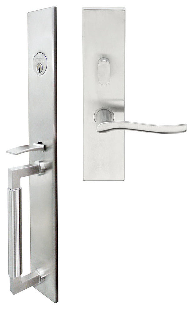 Waterfall Lever, Mortise Entry Handleset, Left Hand, Satin Stainless Steel