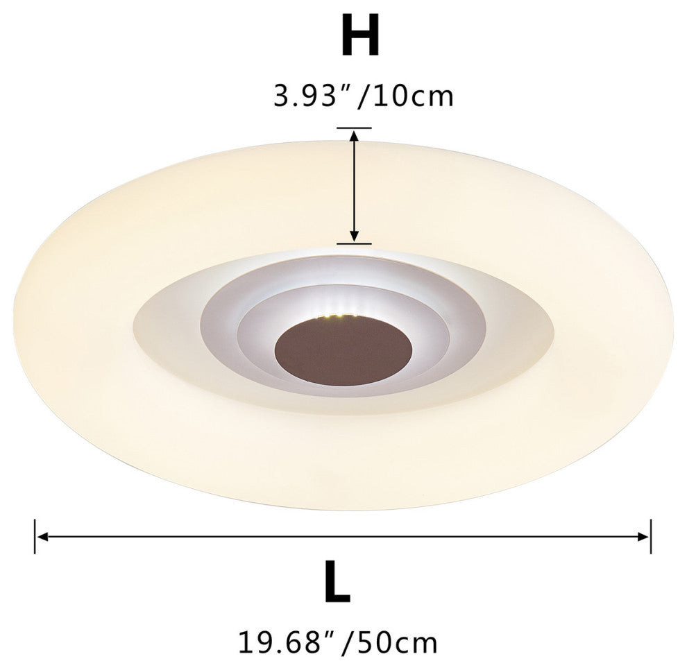1-Light Round LED Flush Mount Light Modern Acrylic Tiered Ceiling Light, White